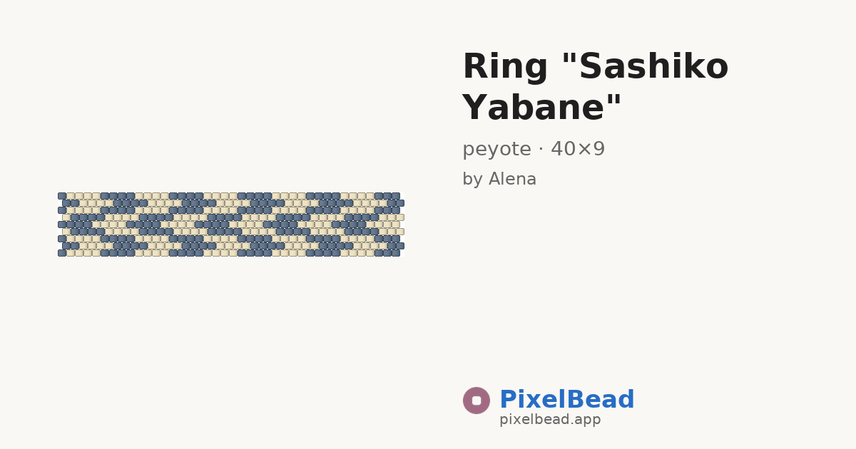 Ring "Sashiko Yabane" — peyote bead pattern preview