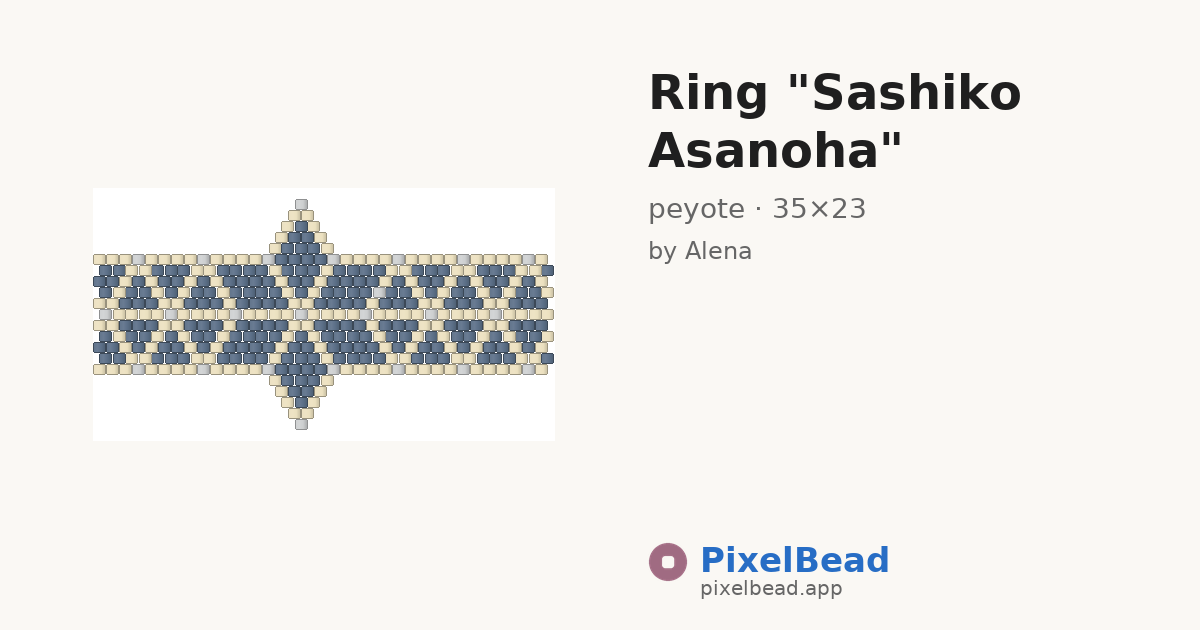 Ring "Sashiko Asanoha" — peyote bead pattern preview
