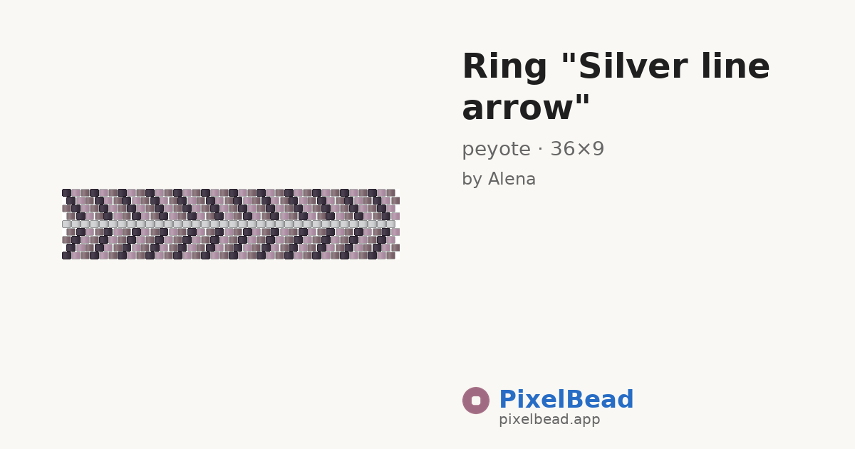 Ring "Silver line arrow" — peyote bead pattern preview
