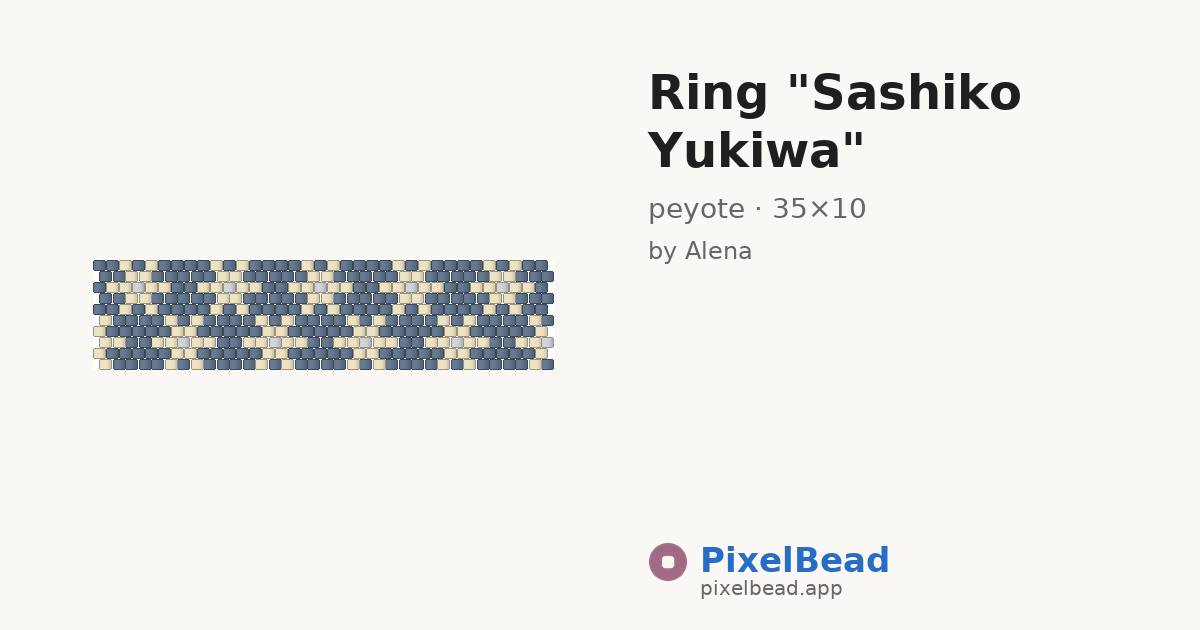 Ring "Sashiko Yukiwa" — peyote bead pattern preview