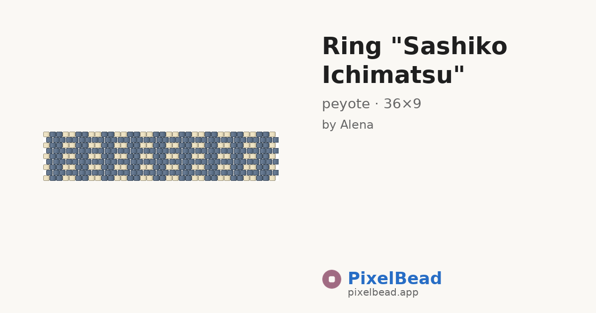 Ring "Sashiko Ichimatsu" — peyote bead pattern preview