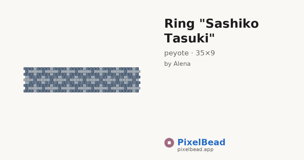Ring "Sashiko Tasuki" — peyote bead pattern preview