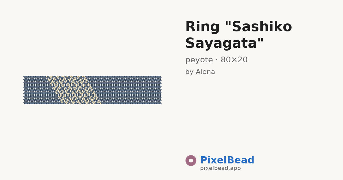 Ring "Sashiko Sayagata" — peyote bead pattern preview