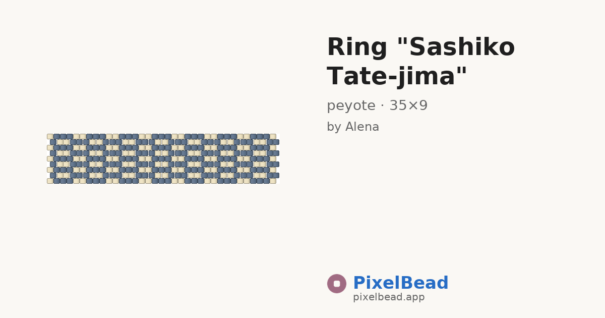 Ring "Sashiko Tate-jima" — peyote bead pattern preview