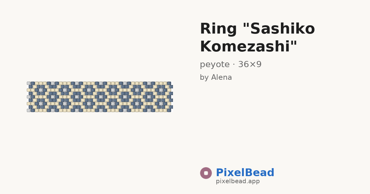 Ring "Sashiko Komezashi" — peyote bead pattern preview