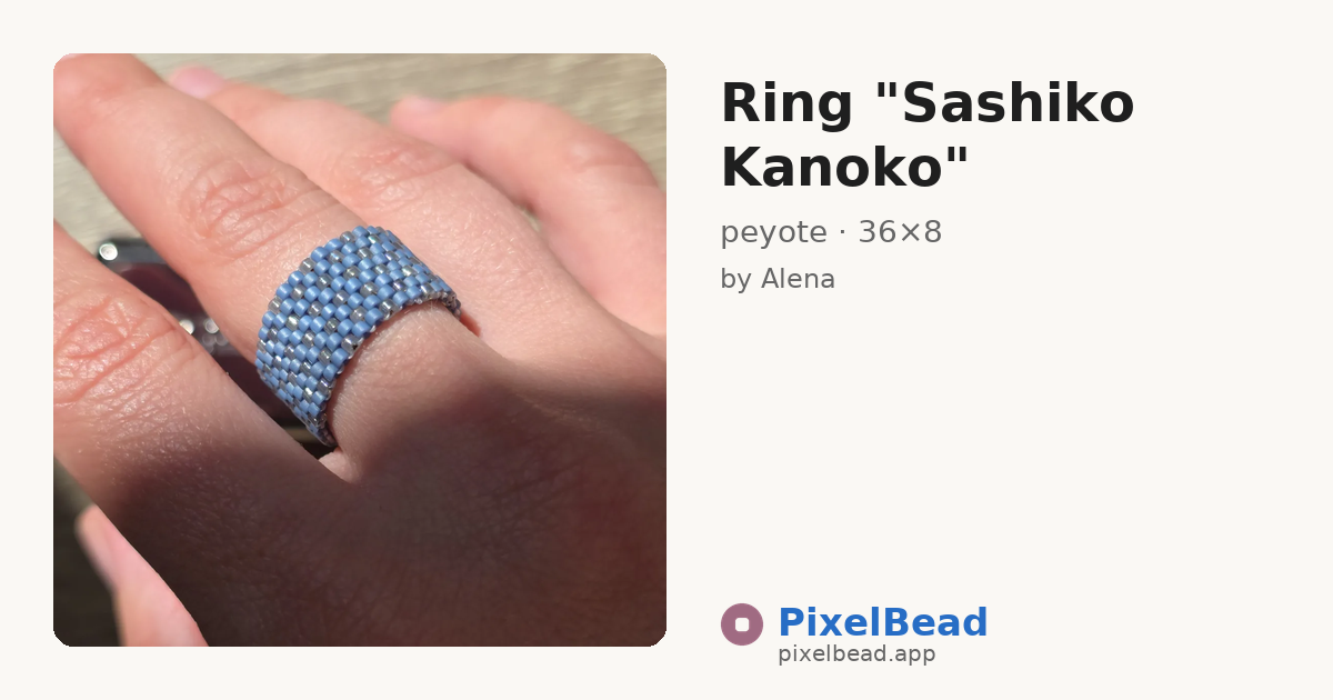 Ring "Sashiko Kanoko" — peyote bead pattern preview