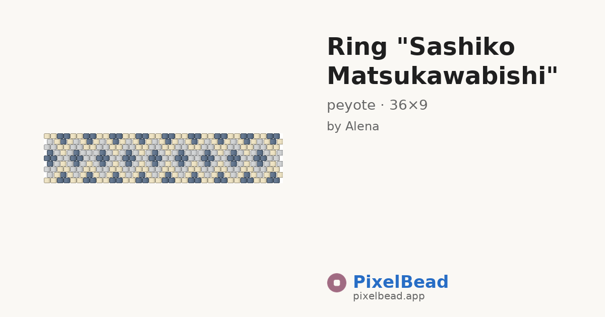 Ring "Sashiko Matsukawabishi" — peyote bead pattern preview