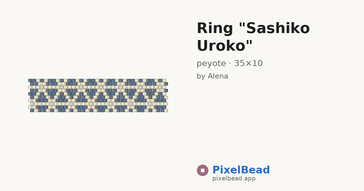 Ring "Sashiko Uroko" — peyote bead pattern preview